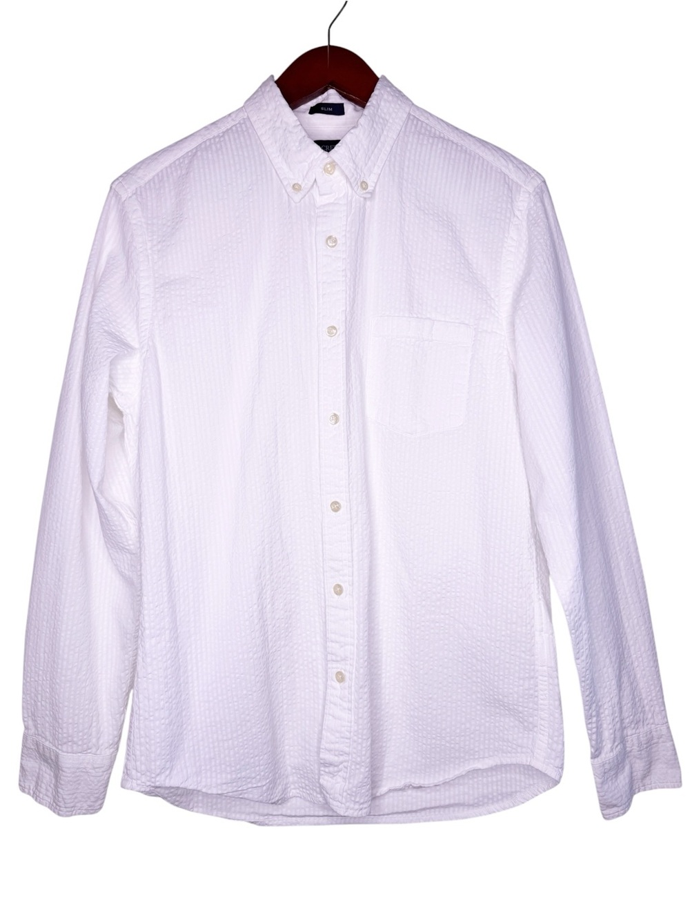 J. CREW Factory Men’s Seersucker Button Down Shirt Size Medium in White